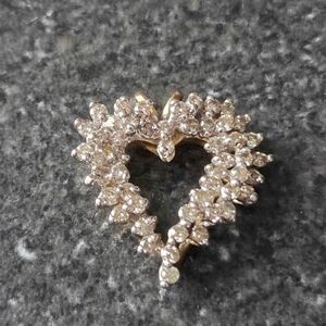 Heart-Shaped Diamond Pendant in Gold Tone - Sparkling Clear Stones